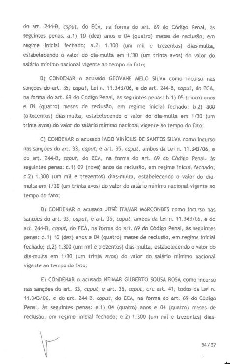 Vereadores acusados de chefiar tráfico de drogas no município, são condenados a mais de dez anos de prisão P 34