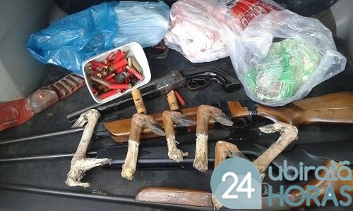 Traficantes são presos com armas. drogas, munições e carne de animais silvestres Foto33545