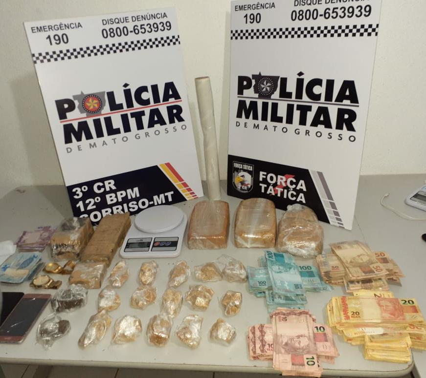 Traficantes são presas em Sorriso com vários tabletes de droga e mais de R$ 21 mil em dinheiro Foto95940