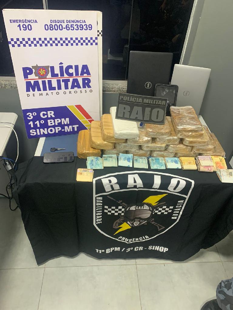 Dupla com 20 quilos de drogas e R$ 10 mil em dinheiro é detida pela PM Foto63322