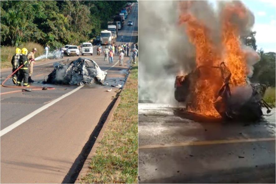 Veículo de passeio é atingido por carreta e condutor morre carbonizado na BR-163 Foto31689