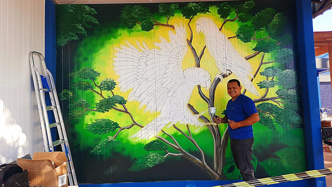 Pinturas de artísta plástico "dão vida" a pontos de ônibus de Sorriso Foto45955