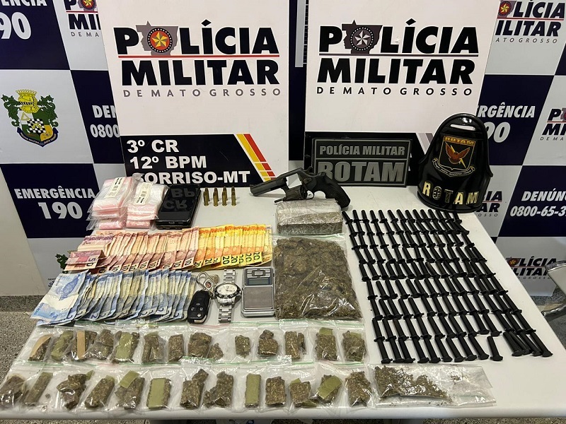 PM de Sorriso prende três pessoas e apreende arma de fogo e drogas Foto67721