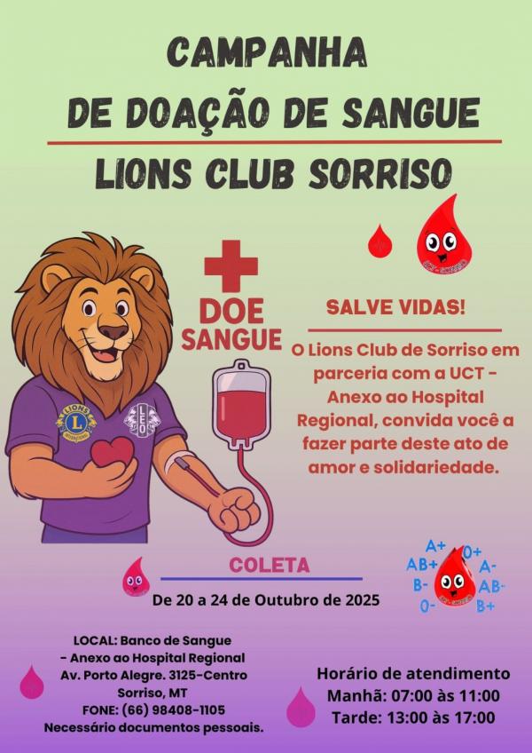 Lions Clube e UCT de Sorriso unem esforços em campanha de doação de sangue Foto41460