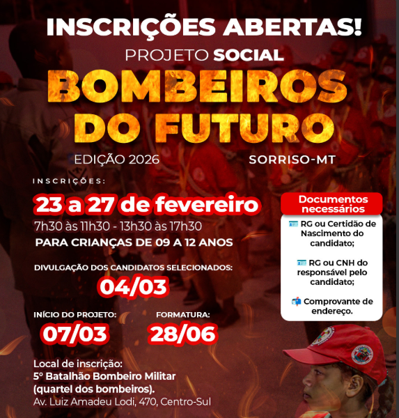 Aulas do Projeto Bombeiros do Futuro em Sorriso começam em março Foto30184