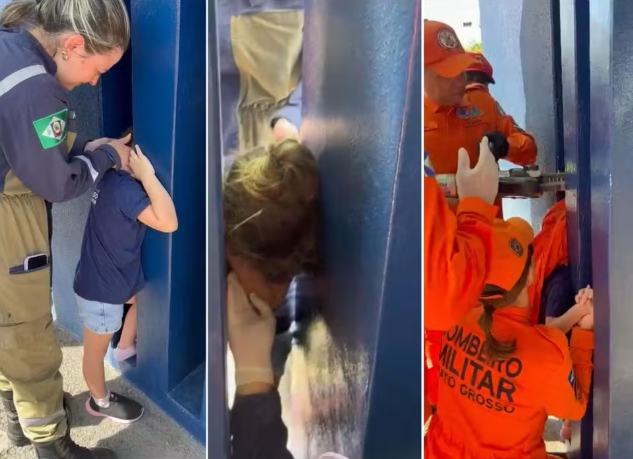Menina de 4 anos prende a cabeça em viga de concreto durante brincadeira em escola Foto64957